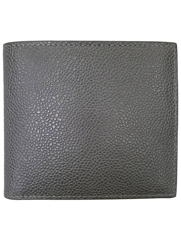 Pebble Grain Leather Half Wallet Grey - THOM BROWNE - BALAAN 3