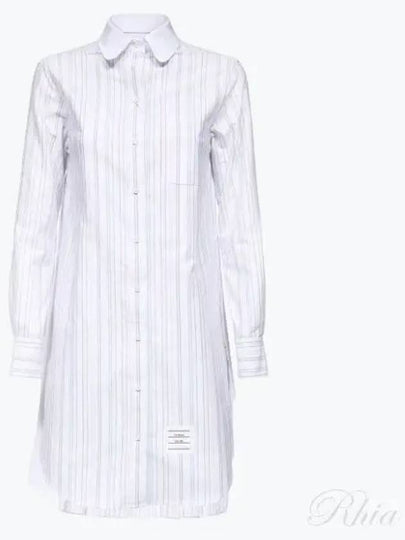 Pleated Back Striped Oxford Short Dress - THOM BROWNE - BALAAN 2