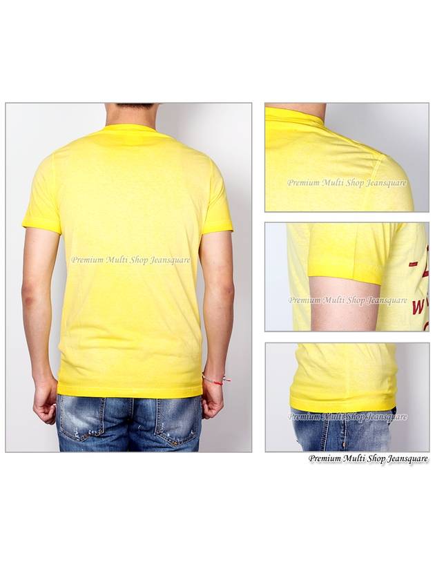 Men's Somewear Printing Vintage Washed Jeans Short Sleeve TShirt 74GC0900 Yellow - DSQUARED2 - BALAAN 7