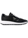 Prax 01 Re-Nylon Brushed Leather Low-Top Sneakers Black - PRADA - BALAAN 3