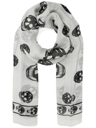 Skull Print Silk Muffler White - ALEXANDER MCQUEEN - BALAAN 2