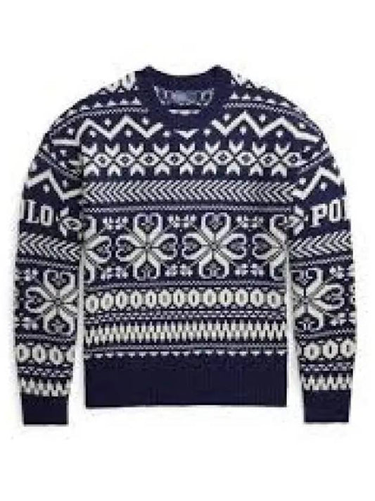 Savings Snowflake Wool Blend Sweater Navy - POLO RALPH LAUREN - BALAAN 1