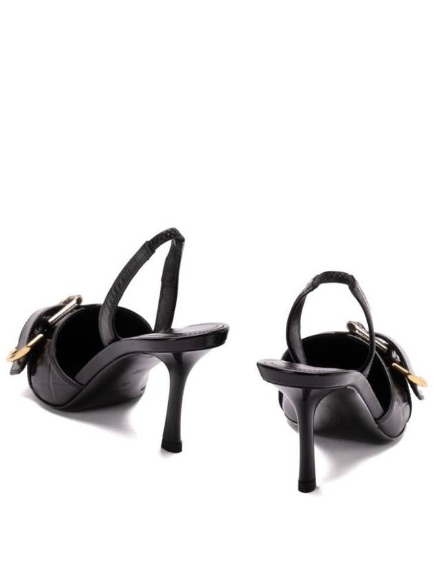 Pooh Crocodile Effect Leather Metal Buckle Strap Slingback Heel Black - GIVENCHY - BALAAN 4