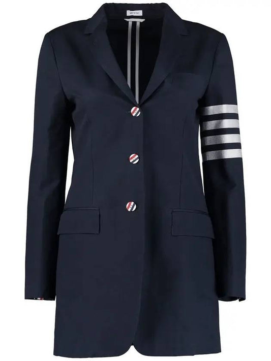 Women's RWB Diagonal Armband Cotton Jacket Navy - THOM BROWNE - BALAAN.