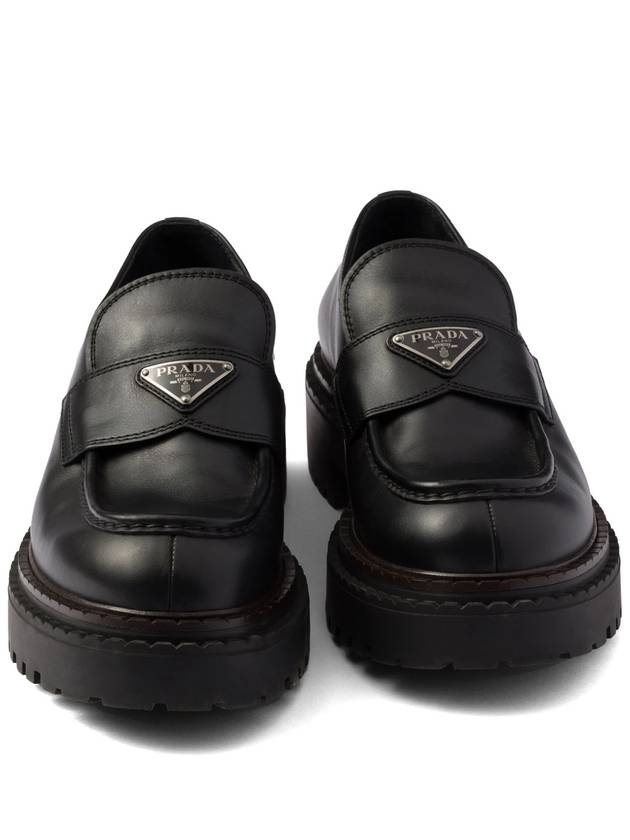 Triangle Logo Leather Loafers Black - PRADA - BALAAN 6