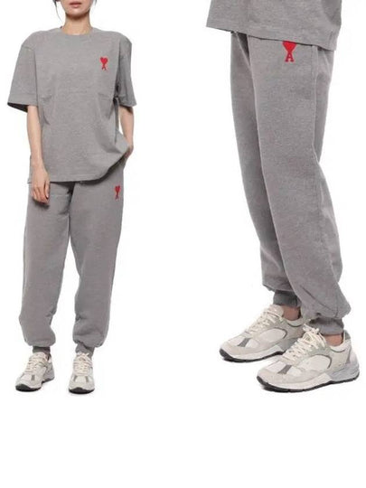 Heart Logo Jogger Pants Heather Grey - AMI - BALAAN 2