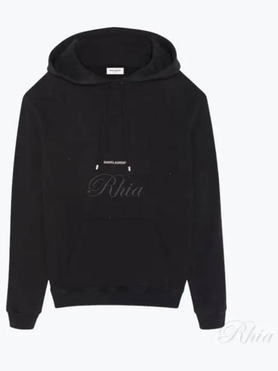 Men's Chest Small Logo Hoodie Black - SAINT LAURENT - BALAAN 2