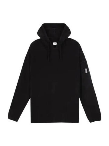 C P COMPANY CP Chenille Cotton Knit Hoodie Black - CP COMPANY - BALAAN 1