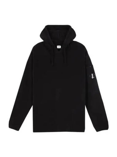 C P COMPANY CP Chenille Cotton Knit Hoodie Black - CP COMPANY - BALAAN 1