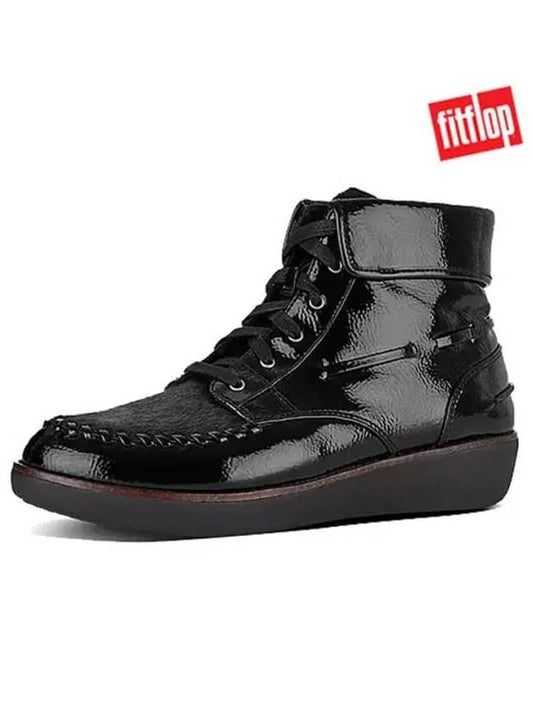 Giannini lace-up crinkle patent black N61 001 walker boots - FITFLOP - BALAAN 1