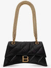 Women's Crush Logo Gold Chain Small Shoulder Bag Black - BALENCIAGA - BALAAN 2