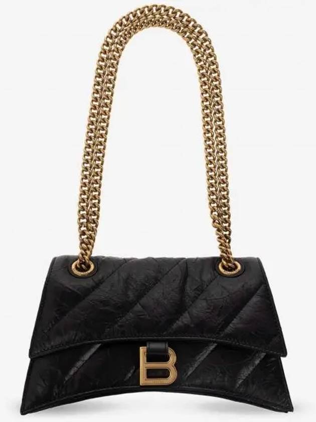 Women's Crush Logo Gold Chain Small Shoulder Bag Black - BALENCIAGA - BALAAN 2