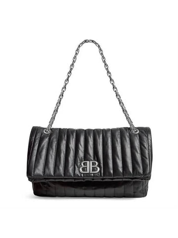 Monaco Chain Medium Shoulder Bag Black - BALENCIAGA - BALAAN 1