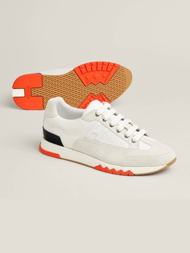 Trail Sneakers Calfskin Suede Goatskin Blanc Noir - HERMES - BALAAN 2