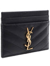 Gold Hardware Matelasse Caviar Leather Card Wallet Black - SAINT LAURENT - BALAAN 4