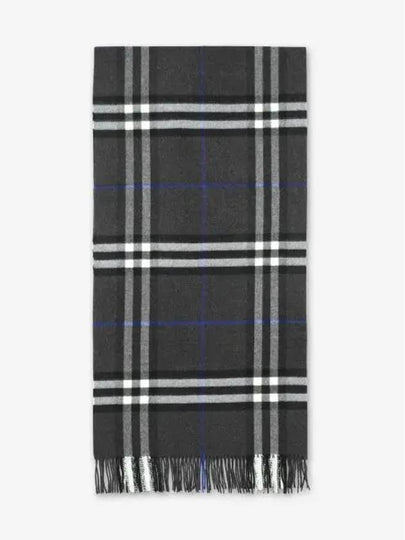 Check Wide Cashmere Scarf Dark Charcoal - BURBERRY - BALAAN 2