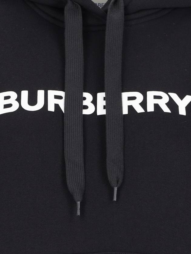 Logo Print Drawstring Hoodie Black - BURBERRY - BALAAN 4