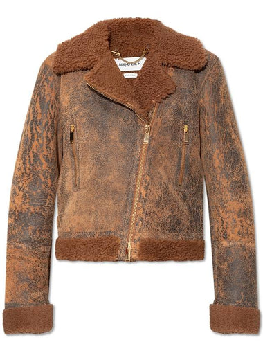 Alexander McQueen Jacket With Fur Trim, Women's, Brown - ALEXANDER MCQUEEN - BALAAN 1