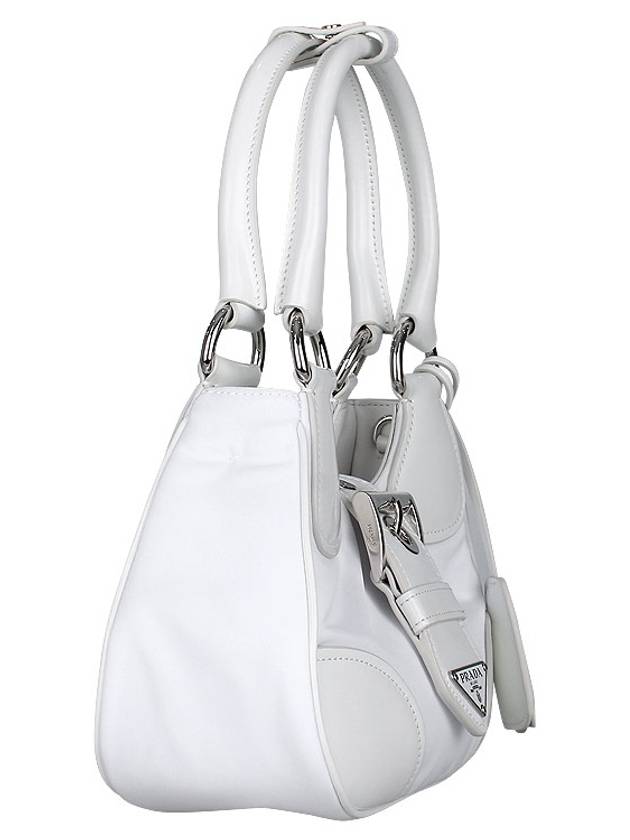 Moon Logo Re-Nylon Leather Tote Bag White - PRADA - BALAAN 5