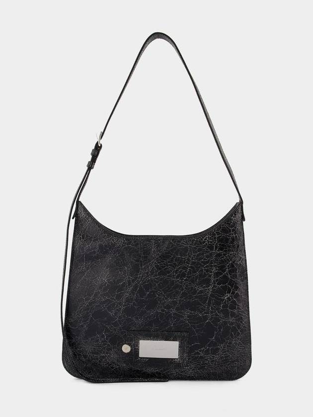 Flat Crack Leather Shoulder Bag Black - ACNE STUDIOS - BALAAN 2