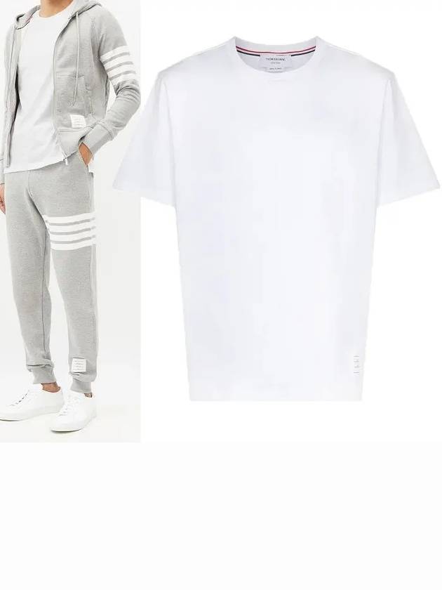 Men's Side Slit Relaxed Short Sleeve T-Shirt White - THOM BROWNE - BALAAN 2