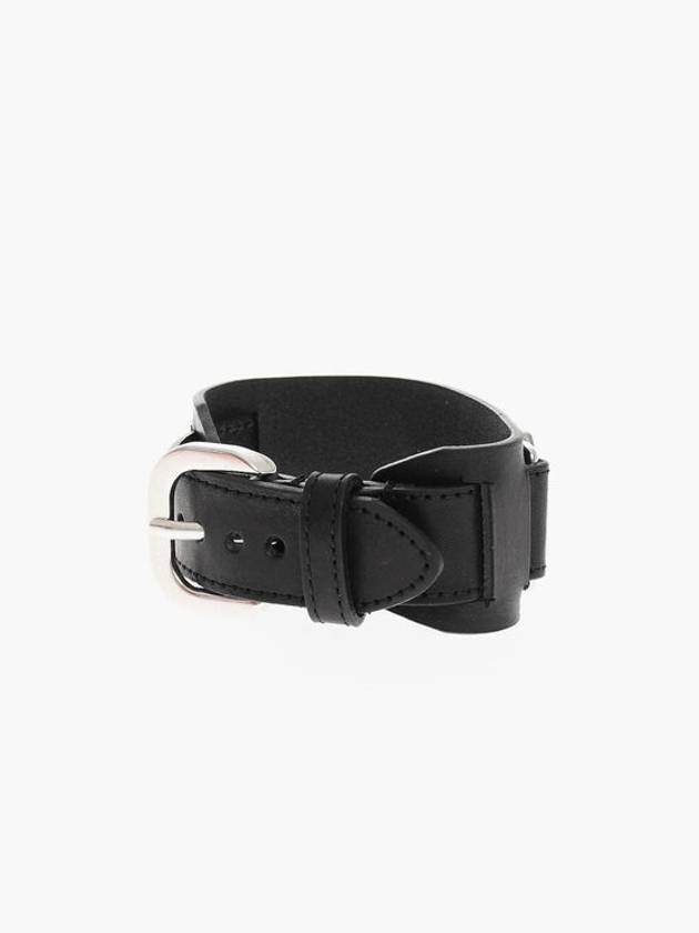 A-Plaque Leather Bracelet Black - DIESEL - BALAAN 3