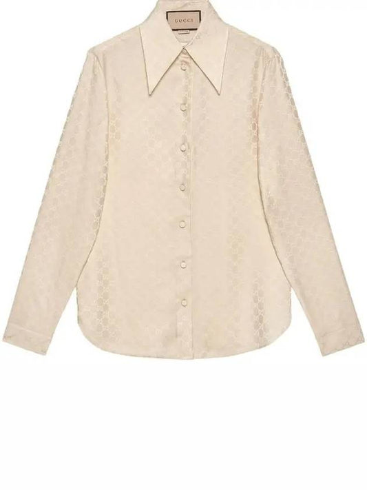 GG Supreme Jacquard Silk Shirt Beige - GUCCI - BALAAN 2