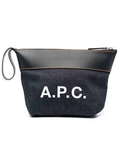 Axel Logo Denim Leather Pouch Bag Dark Navy - A.P.C. - BALAAN 2