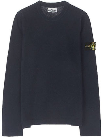 Wappen Patch Round Cotton Knit Top Navy - STONE ISLAND - BALAAN 1