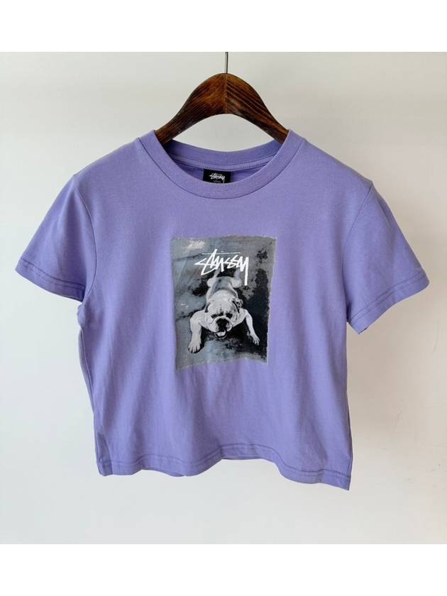 AU Australian Bulldog Slim Crop T-Shirt ST1235005 Washed Violet WOMENS - STUSSY - BALAAN 1