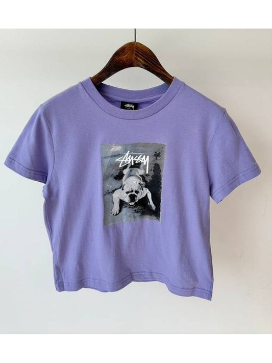 AU Australian Bulldog Slim Crop T-Shirt ST1235005 Washed Violet WOMENS - STUSSY - BALAAN 1