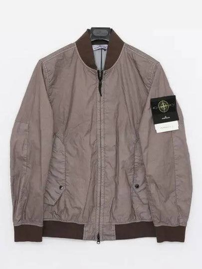 Men's Wappen Patch Zip-Up Bomber Jacket Grey Brown - STONE ISLAND - BALAAN 2