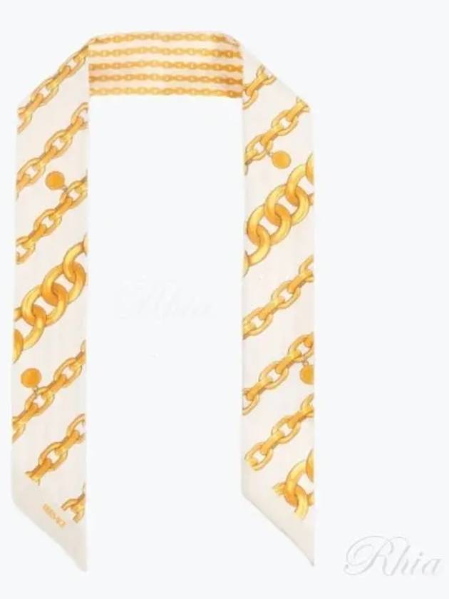 Chain Print Silk Scarf White - VERSACE - BALAAN 2