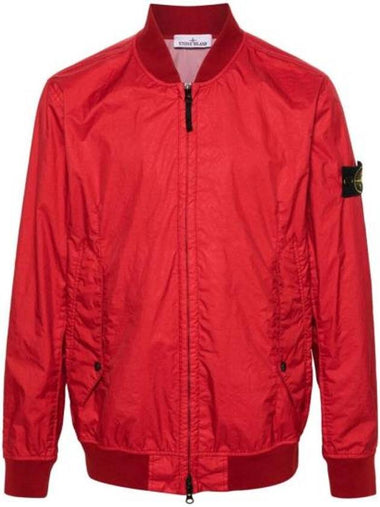 Men's Wappen Patch Zip-Up Bomber Jacket Red - STONE ISLAND - BALAAN 1