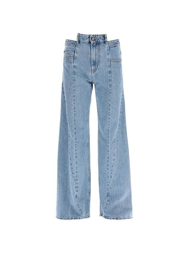 Women's Stone Washing Panel Wide Jeans Blue - MAISON MARGIELA - BALAAN 1