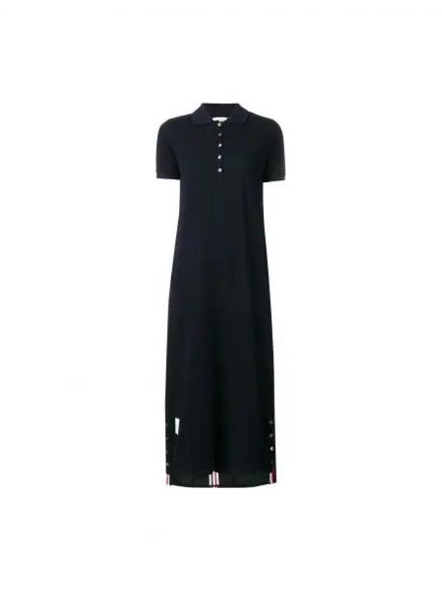 Women's Center Back Polo Cotton Long Dress Navy - THOM BROWNE - BALAAN 2