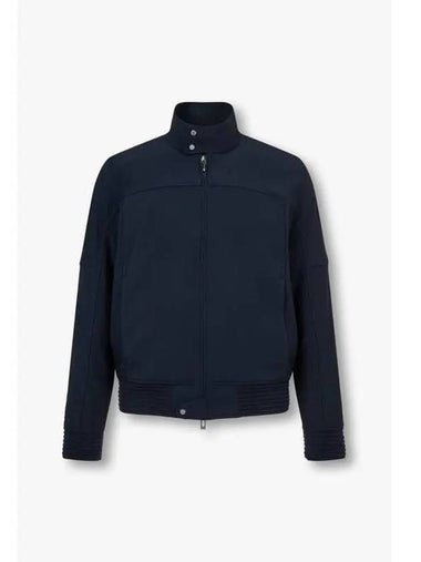 Men s embossed shibori high neck zip up jacket navy - EMPORIO ARMANI - BALAAN 1