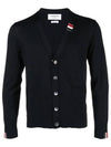 Men's Jersey Stitch V-Neck Cardigan Navy - THOM BROWNE - BALAAN 2