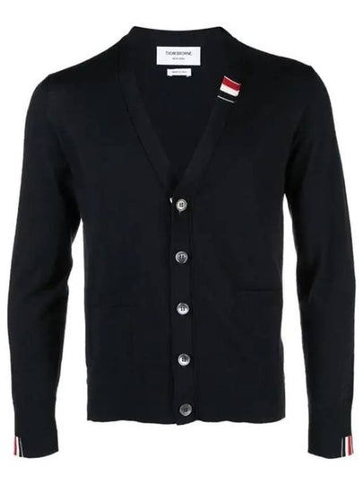 Men's Jersey Stitch V-Neck Cardigan Navy - THOM BROWNE - BALAAN 2