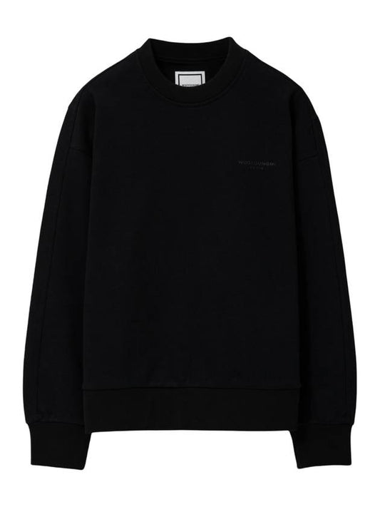 Women s Leather Patch Sweatshirt Black - WOOYOUNGMI - BALAAN 1