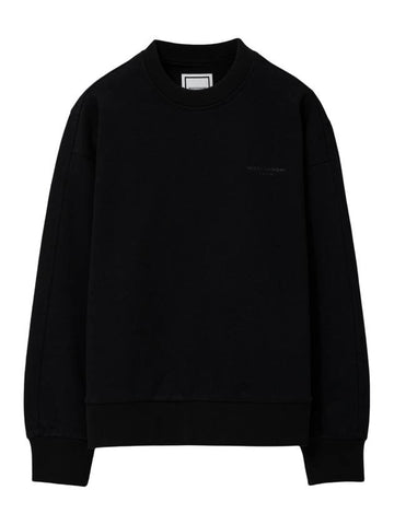 Women's Leather Patch Sweatshirt Black - WOOYOUNGMI - BALAAN 1