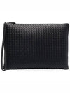 Intrecciato Strap Clutch Bag Black - BOTTEGA VENETA - BALAAN 3