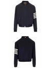 Diagonal Striped Knit Rib Blouson Bomber Jacket Navy - THOM BROWNE - BALAAN 5