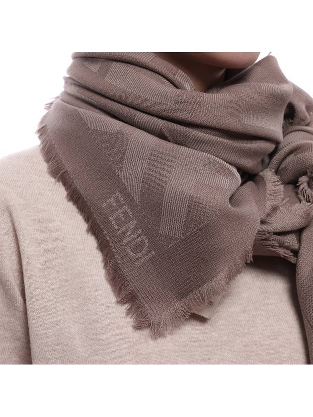 Wool Cashmere Shawl Scarf Dove Grey - FENDI - BALAAN 6