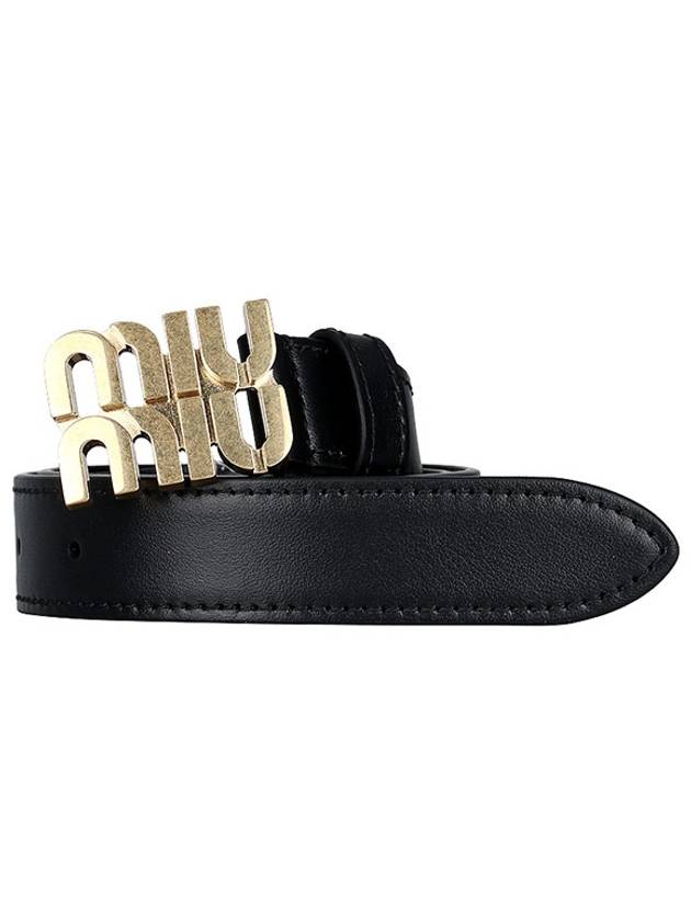 Logo Buckle Leather Belt Black - MIU MIU - BALAAN 2