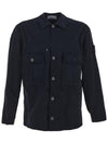 Stretch Cotton Wool Satin Over Long Sleeve Shirt Navy - STONE ISLAND - BALAAN 2