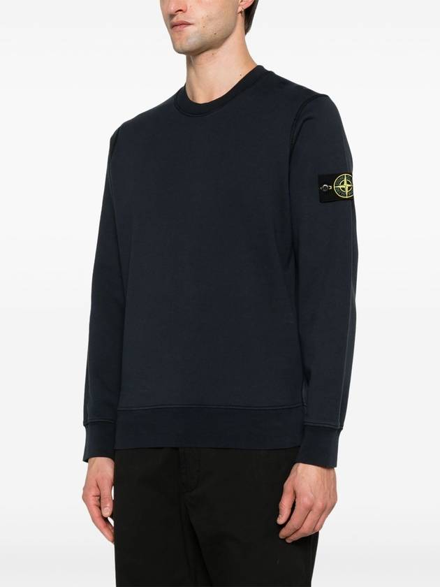 Organic Cotton Fleece Sweatshirt Navy Blue - STONE ISLAND - BALAAN 4