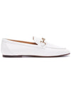 Women's Double T Logo Leather Loafers White - TOD'S - BALAAN 1