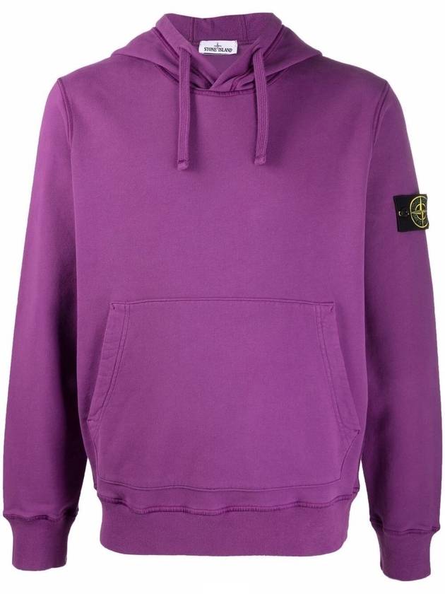 Wappen Patch Brushed Cotton Fleece Hoodie Violet - STONE ISLAND - BALAAN 2