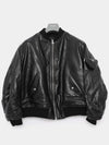 Triangle Pouch Nappa Leather Bomber Jacket Black - PRADA - BALAAN 4